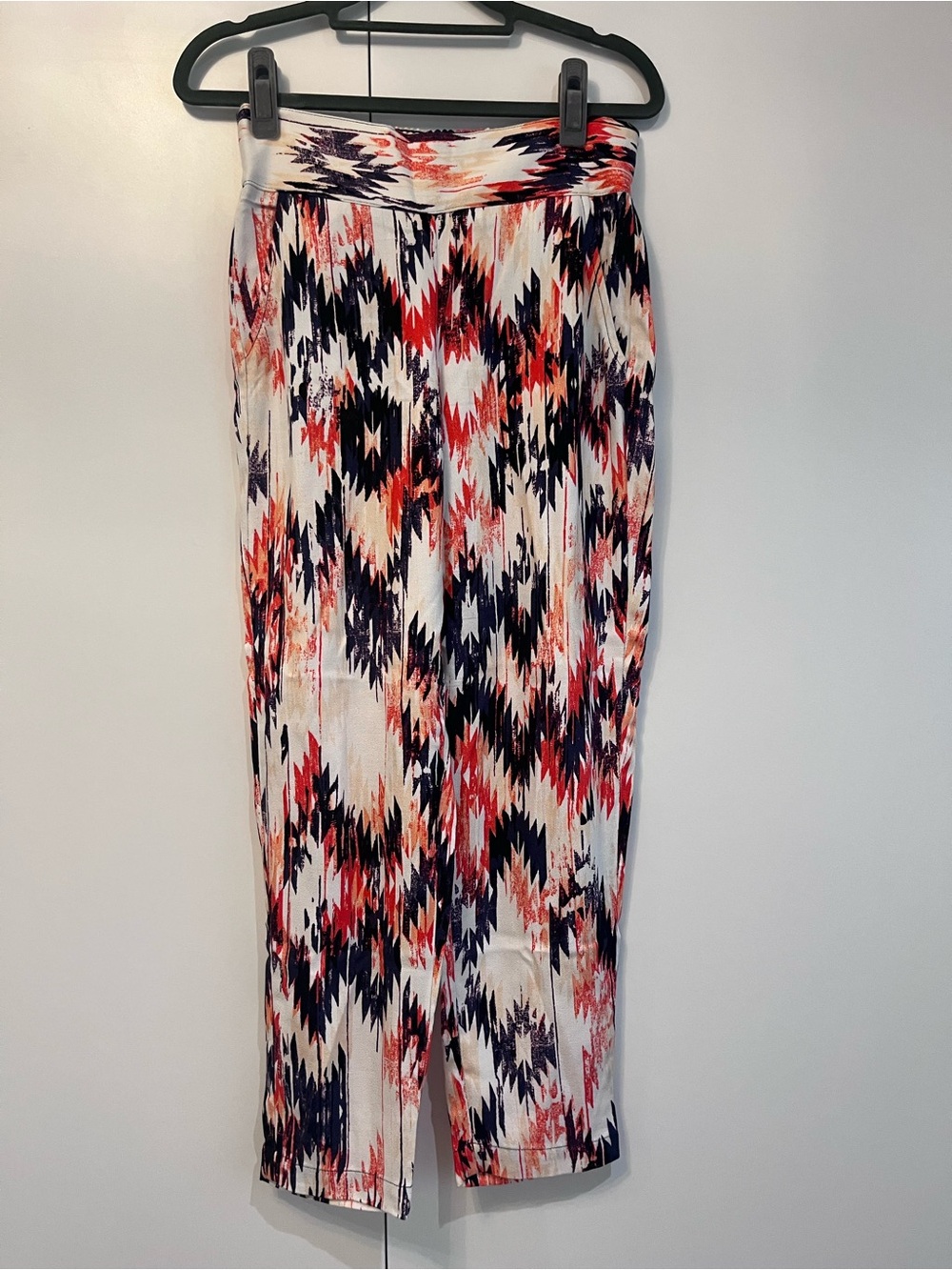 Ella Moss Ankle Ikat Print Pants - Navy, Red, Cream